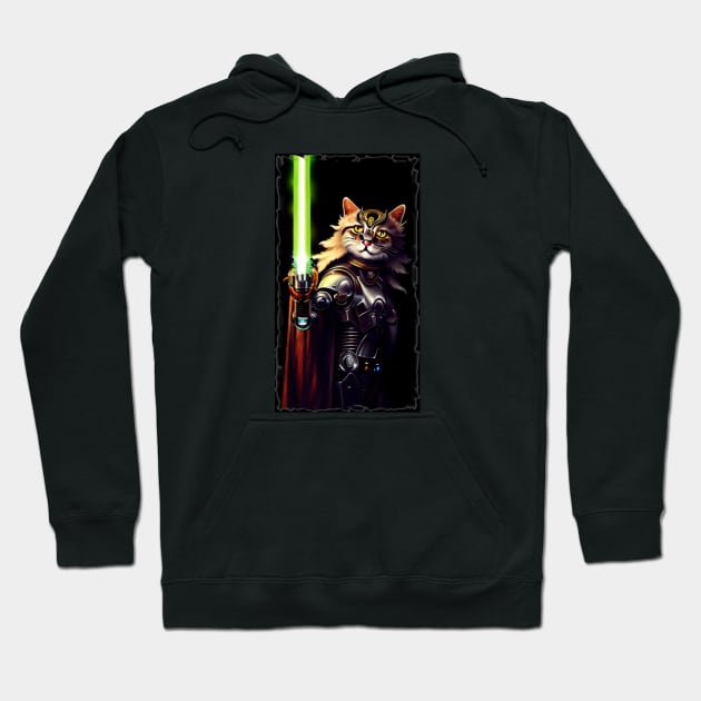 Fun Cat Print ~ AI Art ~ Fantasy Cat ~ Sci-fi Cat ~ Cats with Lightsabers Hoodie by catsnlightsabres